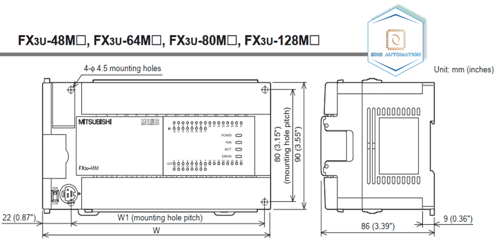 Bộ lập trình plc FX3U-48MR/DS